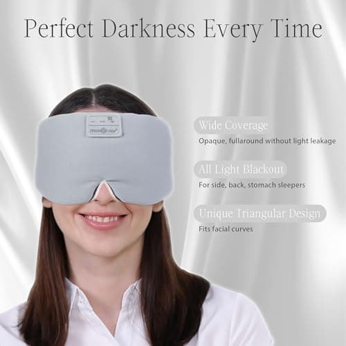MUSICOZY Ice Silk Sleep Headphones with Bluetooth Mask, Eye Mask for Sleeping in Total Darkness, 5.4 Bluetooth Sleep Mask Sleep Headphones, Soft, Gifts for Men Women (Black) - Thumbnail 4