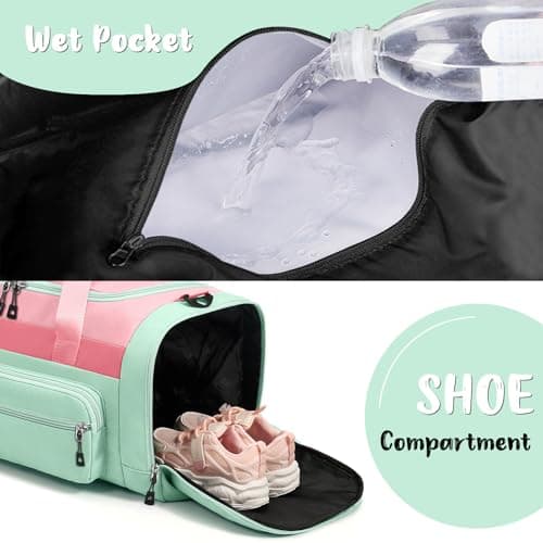 Woomada Kids Travel Duffle Bag With Shoe Compartment & Wet Pocket Perfect For School, Sports, Overnight Trips(pink) - Thumbnail 3
