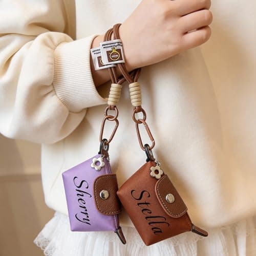 VBAIFAyy Custom Mini Nylon Dumpling Coin Purse - Personalized Zipper Pouch with Detachable Wrist Strap & Keychain, Small Makeup Wallet for Women (Custom Text/Logo Available) - Thumbnail 3