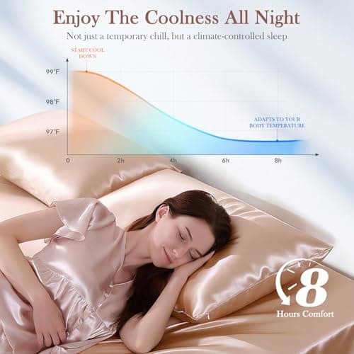 Avolare Cooling Pillow Cases 2 Pack, Arc-Chill 3.0 Pillow Cases Queen for Hot Sleepers, Softer Than Silk Pillow Case, Gentle on Hair and Skin, Zipper Cooling Pillow Cover, Machine Washable(Champagne) - Thumbnail 3