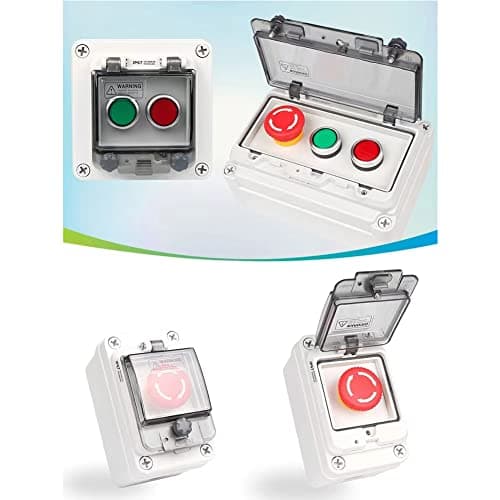 Emergency Stop Push Button Box IP67 22mm Momentary Red Green Yellow E-Stop 1NO 1NC 12V-380V with Cover - Thumbnail 6