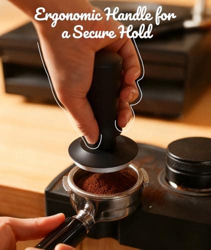 Irosiy 58MM Espresso Tamper - Professional Coffee Press with Non-Slip Base, Calibrated Pressure, Ergonomic Handle for Barista & Home Brewing (Black) - Thumbnail 3