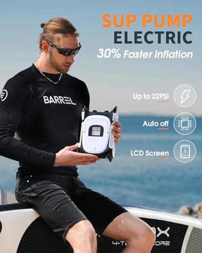 BAVIZZN 22PSI Electric SUP Pump, 12V DC Car Powered Paddle Board Pump with Accurate LCD Gauge & Reliable Auto-Off, Dual Stage Inflation for Paddleboards, Boats, Kayaks, Air Mattresses & Inflatables - Thumbnail 2