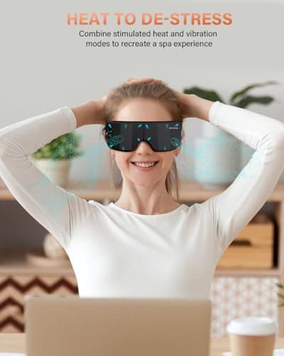 ZZR SEVEN Eye Massager with Heat, 7 Heating and Vibration Modes, Eye Mask, Birthday Gifts for Women, Men, Friend, Mom and Dad, Sleep Mask for Relax, Migraine Relief, Improve Sleep, Black - Thumbnail 4