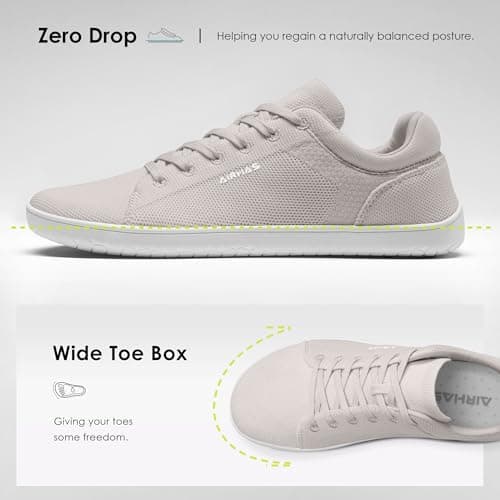 AIRHAS Womens Minimalist Barefoot Shoes Zero Drop Wide Toe Box Shoes Lightweight Casual Fashion Sneakers for Women(Taupe,9.0) - Thumbnail 3