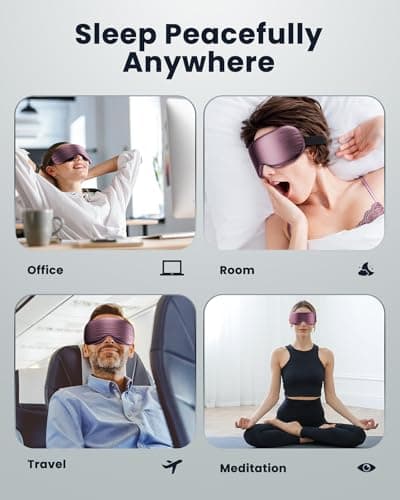 Eye Mask - Sleep Mask for Women & Men, Eye Relief, Improved Sleep, Washable and Travel (Purple & Black) - Thumbnail 5