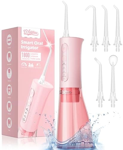 WELLFINE Water Dental Flosser Teeth Pick: Portable Cordless 4 Modes Flossers Pic 300ML Rechargeable Floss Pik Powerful IPX7 Waterproof Oral Irrigator for Cleaning Gum Care Braces for Home Travel - Image 1