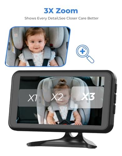 LUCKVIEW BM2A Baby Car Camera – 3X Zoom to See Baby Clearly, 5.2" 1080P Display & Auto IR Night Vision, Rear-Facing View Monitor, Easy Install for Parents & Pet Owners - Thumbnail 3