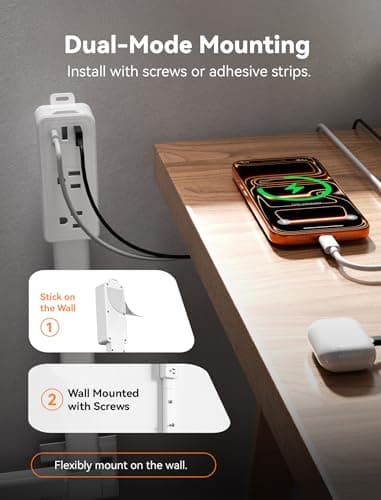 Blueera 2 Pack Electrical Outlet Extender Stick Features USB-C, 2 USB-A, 2AC Outlets, 17"-36" Extandable Stick Access Hard-to-Reach, 4-Way Wall Plug Power Socket Extender Behind Couch, Nightstands - Thumbnail 4