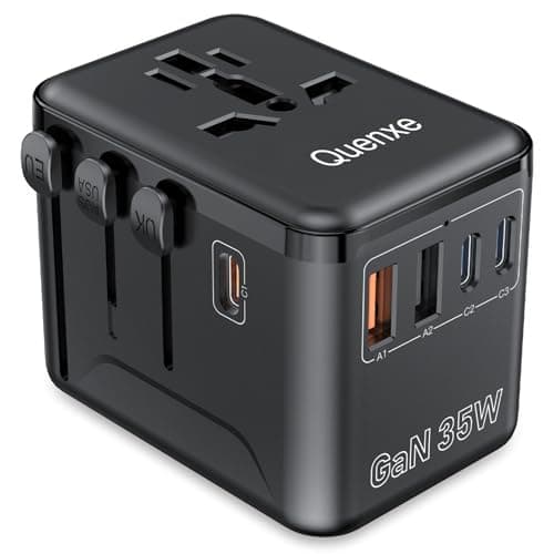 Universal Travel Adapter, International Power Adapter with 35W PD & QC Fast Charging, Travel Plug Adaptor Worldwide with 3 USB-C & 2 USB-A for USA to Europe UK France Germany Australia(Type C/G/A/I)