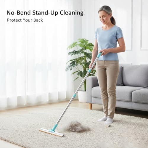 Gecauoea Carpet Rake for Pet Hair Removal 3-Section Dog Hair Remover Broom for Couch, Rug Fluffer for Matted Carpet, Reusable Tool for Furniture, Stairs & Car Interiors - Thumbnail 2