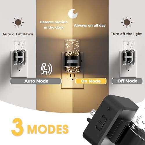 L LOHAS LED Motion Sensor Night Light,Dimmable Night Lights Plug into Wall, 2 Pack 3000K Night-Lights with 0-100 LM Adjustable, Acrylic Bubble Plug in Nightlights for Bathroom Hallway Nursery - Thumbnail 3