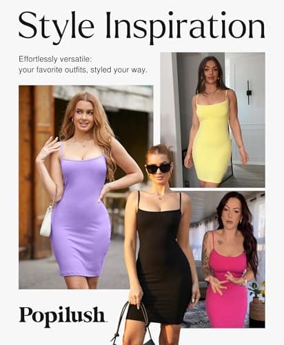Popilush Summer Dresses for Women 2026 - Club Dress Cocktail Shapewear Mini Dress Spaghetti Straps Dinner Date Night Bodycon Red - Thumbnail 4
