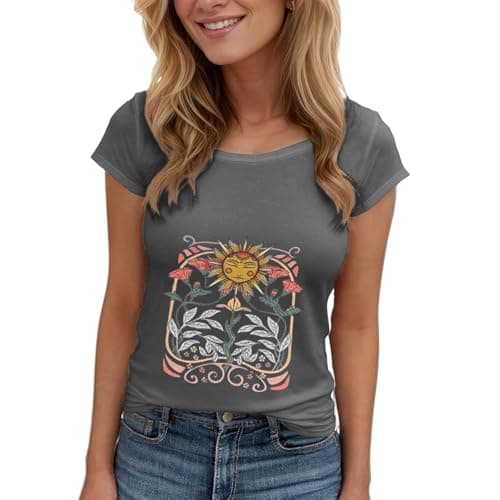 Women's Floral T-Shirts Graphic Loose Tees Sunflower Graphic Summer Short Sleeve Boho Casual Tops - Image 1