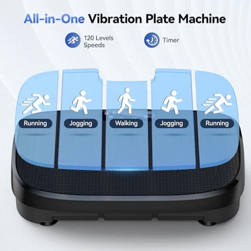 HTM Curved Vibration Plate Exercise Machine, Whole Body Shake Plate with 150W Motor & Resistance Band, 330lbs Weight Capacity, 120 Speeds, Low Noise Vibration Board for Weight Loss, Home Fitness - Thumbnail 2