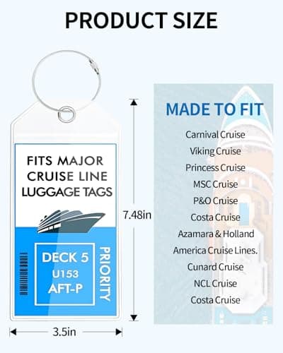 NTONPOWER 8 Pack Cruise Luggage Tag Holders for Carnival, NCL, Princess, MSC Cruise Ships, Plastic Luggage Tags with Zip Seal and Steel Loops, Cruise Ship Travel Essentials for 2024 - Thumbnail 4