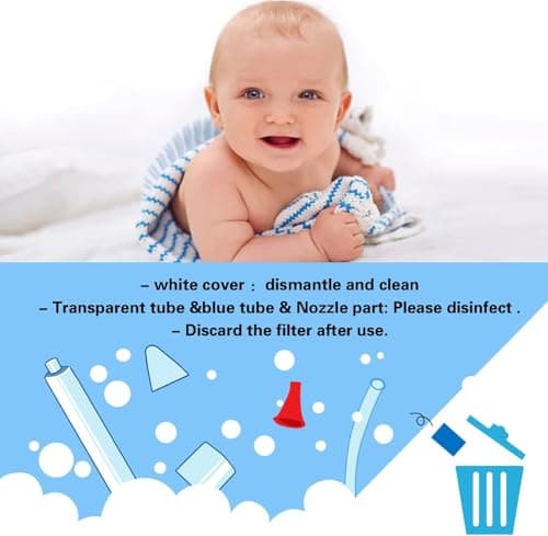 Baby Nasal Aspirator with 24 Filters & Soft Silicone Tip - Sealed Design for Newborns, Infants, Toddlers - BPA-Free, Hand Washable - Safe & Hygiene Nasal Sucker - Thumbnail 6