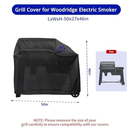 Fizentia Grill Cover for Traeger Grills,600D Waterproof Cover for Woodridge Electric Wood Pellet Grill and Smoker,Heavy Duty Outdoor Wood Pellet Smoker Covers for Woodridge (Large-50x27x46in) - Thumbnail 2