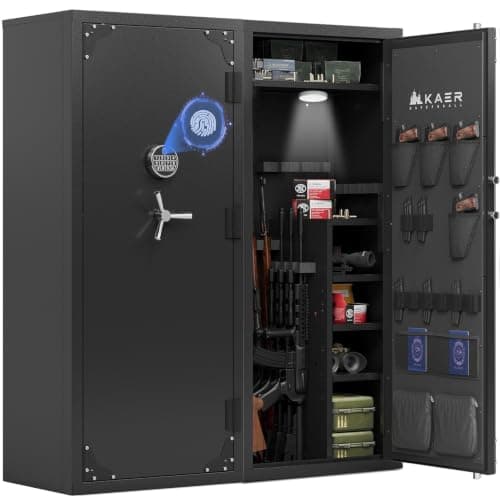 KAER Biometric Gun Safe 18-20 Gun Safe for Rifle and Pistols with Removable Racks Pistol Pouches Adjustable Shelves Large Rifle Safe for Home Defense Hunting Enthusiasts for AR-15 Rifle Shotguns - Image 1