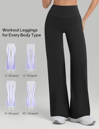 AVAMO Straight Leg Workout Leggings No Front Seam High Waist Butt Lifting Leggings for Women Stretch Yoga Gym Pants Black - Thumbnail 5