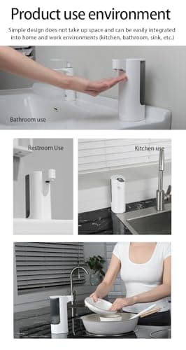 Automatic Soap Dispenser Touchless Dish Soap Dispenser 13.5oz/400ml with Infrared Sensor Type-C Rechargeable Liquid Dispenser for Bathroom and Kitchen - Thumbnail 5