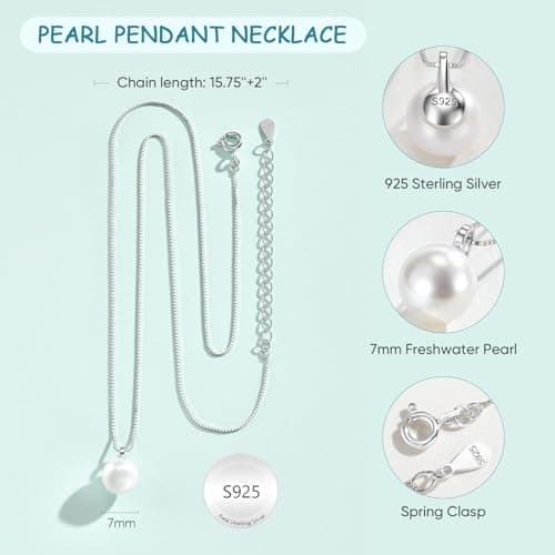 Pearl Necklaces Birthday Gifts for Girls - 925 Sterling Silver Single Freshwater Pendant Jewelry Adjustable Chain Sweet Dainty Trendy with Card Beauty Meaningful Present for Teen Girl (10 Years Old) - Thumbnail 4