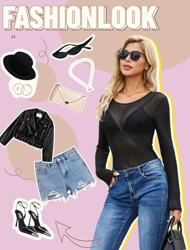 Avidlove Black Mesh Top Women Sheer Blouses for Women Mesh Undershirt Women T Shirt Black Long Sleeve Top Black S - Thumbnail 6