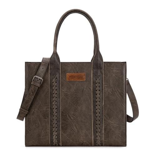 Montana West × Wrangler Large Tote Bag Purses for Women Satchel Purse Work Bag Top Handle Handbag with Pocket Coffee Trendy Purse with Strap WG70-8317ECF - Image 1