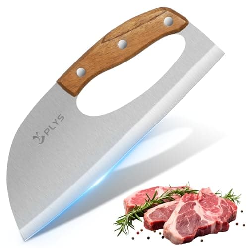 Plys Kitchen Meat Cleaver Knife - Unique Effort Saving Ergonomic Knife Professional Stainless Steel Chef Cooking Knives for Cutting Meat Vegetable Father Mother - Image 1