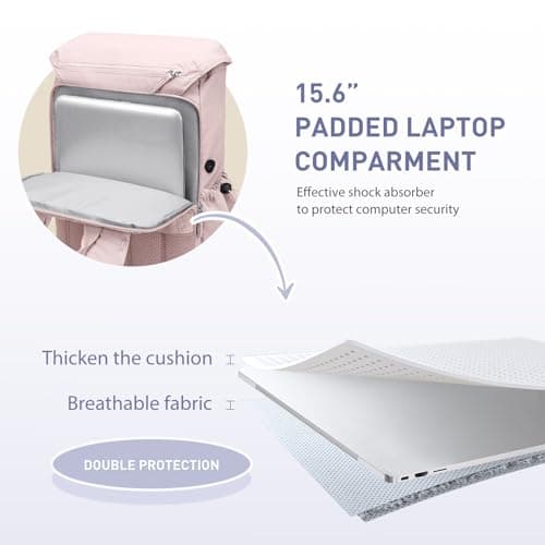 GOLF QUALITY Laptop Backpack for Women Vintage Travel Backpack Purse Casual Daypacks for Men Fashion Teacher Nurse Bag for Work Business College, Fits up to 15.6Inch Notebook,Pink - Thumbnail 3