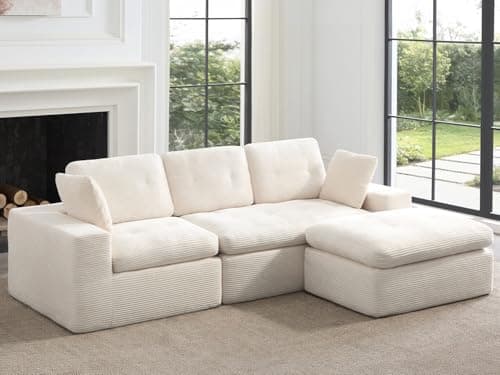 anfutek L-Shaped Modular Sectional Couch for Living Room Furniture, Boneless Cloud Couch Set with Back Support, Modular Sectional Sofas for Living Room Furniture with Ottoman - Image 1