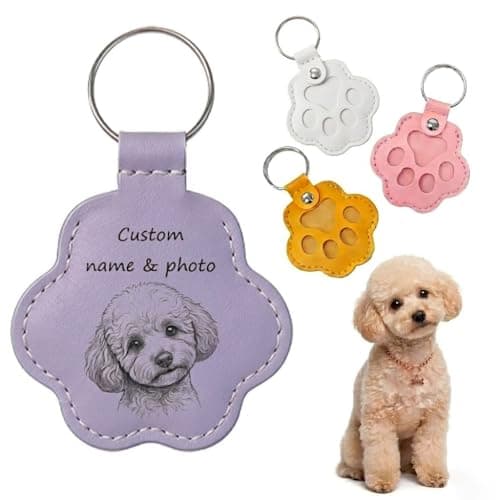 Ships Next Day, Made in USA -Personalised Pet Memorial Keyring,Custom Photo Keychain with Pet’s Name & Date, Keepsake Gift to Hold Fur & Memories