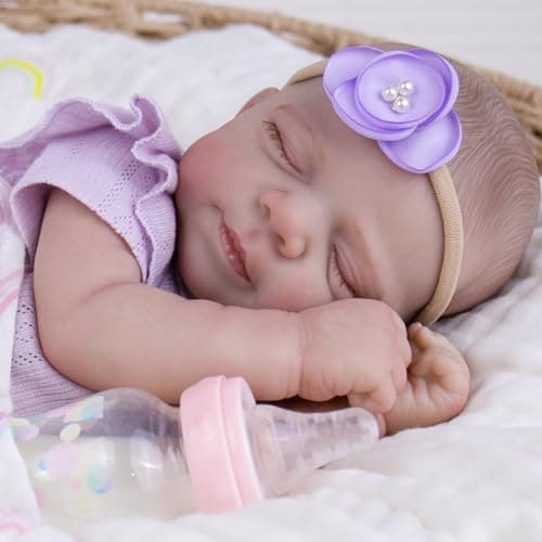 Milidool Realistic Reborn Baby Dolls - 20 Inch Soft Body Lifelike Baby Doll Girl Lovely Bebe Reborn de Silicona Real Life Baby Dolls with Accessories Gift Box for 3+ Years Old Kids Girls Playtime - Thumbnail 2