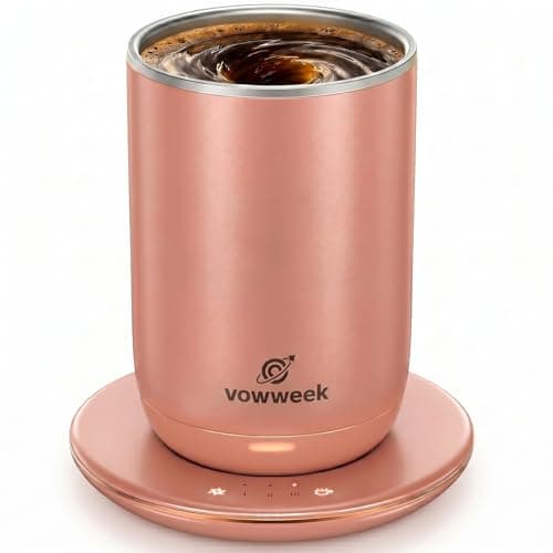 Self Stirring Heated Coffee Mug, 10 oz Auto Magnetic Mixing Cup, DustyRose
