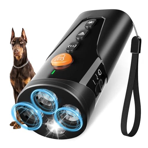 URCHIN Dog Bark Deterrent Device, 3X Ultrasonic Anti Barking Device 6 Modes Dog Trainer Rechargeable & Portable Safe Bark Control Indoor Outdoor for All Dogs with LED Flashlight - Black - Image 1