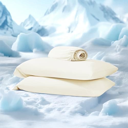 Regency Heights Queen Sheet Sets 3 Piece, Cooling Spandex Sheet, Fade Resistant Fitted Sheet & Pillowcases, All Elastic Fits Up to 15" Mattress, Breathable & Moisture-Wicking for Hot Sleepers, Ivory - Thumbnail 2