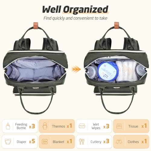 Tonyeee Diaper Bag Backpack, Extra Large Baby Diaper Bag for 2 Kids Twin - Thumbnail 5