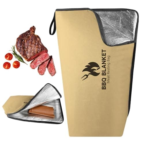 BBQ Blanket for Resting Meat, 21-Inch, Brown PU, 5-Layer Thermal Insulation, Insulated Brisket Bag for Camping, Picnic, and Party (Khaki) - Image 1