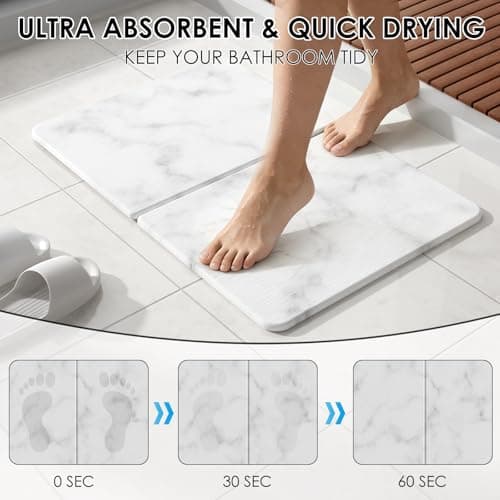 Foldable Diatomaceous Earth Bath Mat - 24"x16" Ultra-Absorbent Stone Shower Mat for Bathroom Floor - Instant Dry Non-Slip Diatomite Floor Mat - Minimalist Stone Dish Drying Mat for Kitchen - Thumbnail 5