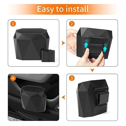 Wontolf Mini Car Trash Can Bin Garbage Can with Lid and 60pcs Trash Bags, ABS Diamond Design Dustbin Car Organizer Container Accessories - Thumbnail 6