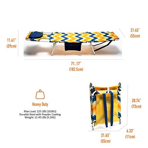 SUNNYFEEL Lounge Beach Chair for Adults with Face Hole, Backpack Reclining Beach Chairs Lay Flat, Sun Face Down Tanning Chair, Portable Folding Camping Cot for Outside Pool, Sunbathing, Reading - Thumbnail 3