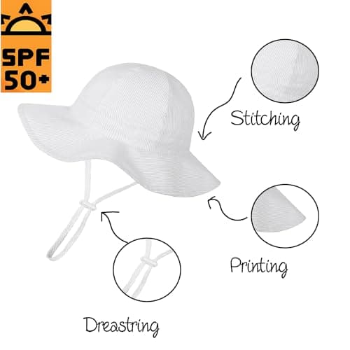Baby Sun Hat Toddler Girls Bucket Hats Protection Beach Hat UPF 50+ Toddler Wide Brim Bucket Summer Hats ALightgrey 6-12 Month - Thumbnail 2