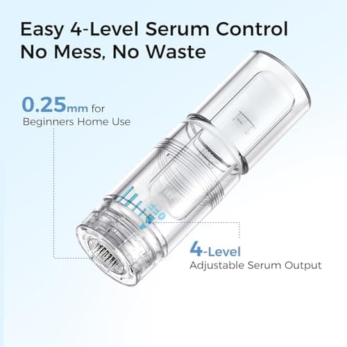 Micro Infusion System for Face & Neck Skin Care Dermabrasion Microneedling Derma Stamp 0.25mm with Peptides & Hyaluronic Acid Microneedling Serum - 6 Weeks Supply - Thumbnail 2