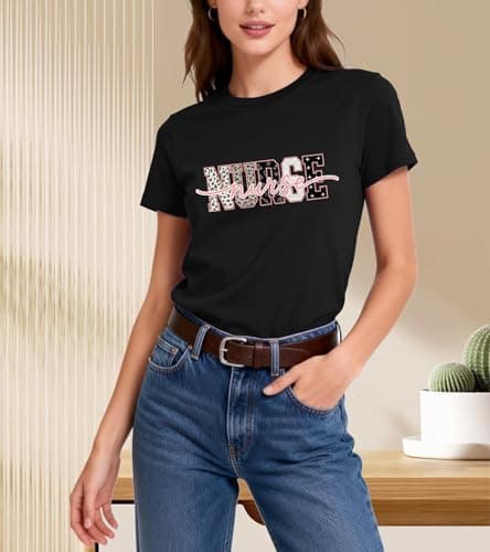Nurse Shirt for Women - Leopard Print Nurse Life T-Shirt Short Sleeve for Nurse Week Gift - Thumbnail 3
