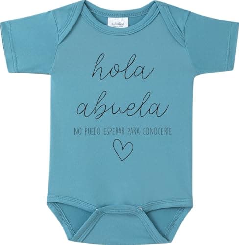 BIBIBLISSBABY Hola Abuela Baby Onesie, Spanish Pregnancy Announcement Outfit for Grandma to Be, Cute Infant Bodysuit Gift for Gender Reveal or Baby Shower (0-3 Months, Slate)