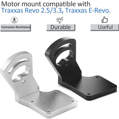 Aluminum Upgraded Motor Mount for Traxxas Revo 2.5, Revo 3.3, E-Revo Brushless Conversion Motor Holder RC Car Motor Base Seat Upgraded Parts - Silver - Thumbnail 3