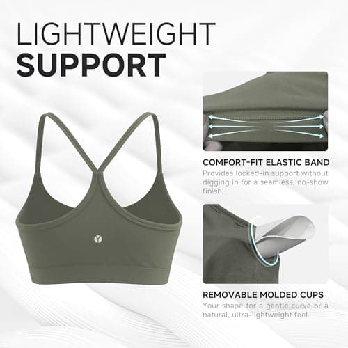 Y-Back Buttery Soft Sports Bra Tops Workout Athletic for Women Sage Green - Thumbnail 4