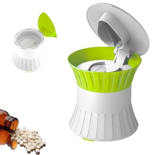 Pill Crusher Cutter Splitter for Large and Tiny Pills 3-in-1, Pill Grinder with Small Medicine Pill Organizer,Pill Crusher Fine Powder,Portable Travel Sized(Green) - Image 1