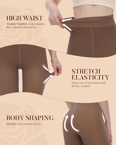 iceROSE 2 Pairs Fleece Lined Thermal Tights for Women – Sheer Black Pantyhose Warm Winter Thick Fake Translucent Leggings - Thumbnail 3