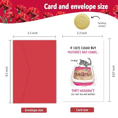 Funny Mother's Day Cards for Mom, Funny Mother's Day Card for Cat Lover, Perfect Card for Mum,Humor Mothers Day Gifts for Women,Unique Gifts for Mothers Day - Thumbnail 2